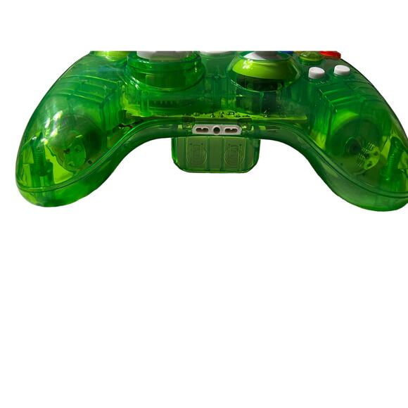 Xbox 360 Green Translucent Wireless Controller Gamepad Double Motor Back Missing - Picture 6 of 10